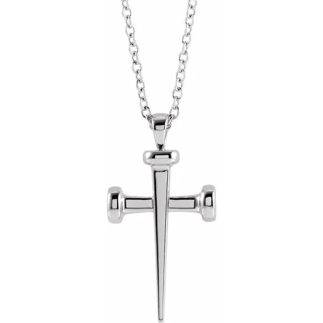 14K White Nail Cross 18 Necklace R42392W