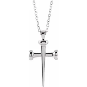 14K White Nail Cross 18 Necklace R42392W