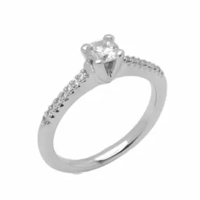 18k Solid Gold Elegant Ladies Modern Prong Round Solitaire Ring D2049v