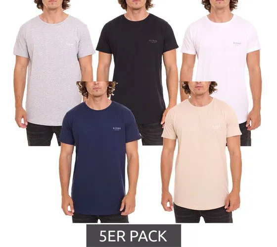 5er Pack DJOGZ LOUNGEWEAR Herren Basic-Shirt Baumwoll-Shirt im Sparpack T-Shirt 2202501 Schwarz, Weiß, Beige, Blau oder Grau