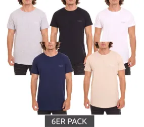 6er Pack DJOGZ LOUNGEWEAR Herren Basic-Shirt Baumwoll-Shirt im Sparpack T-Shirt 2202501 Schwarz, Weiß, Beige, Blau oder Grau