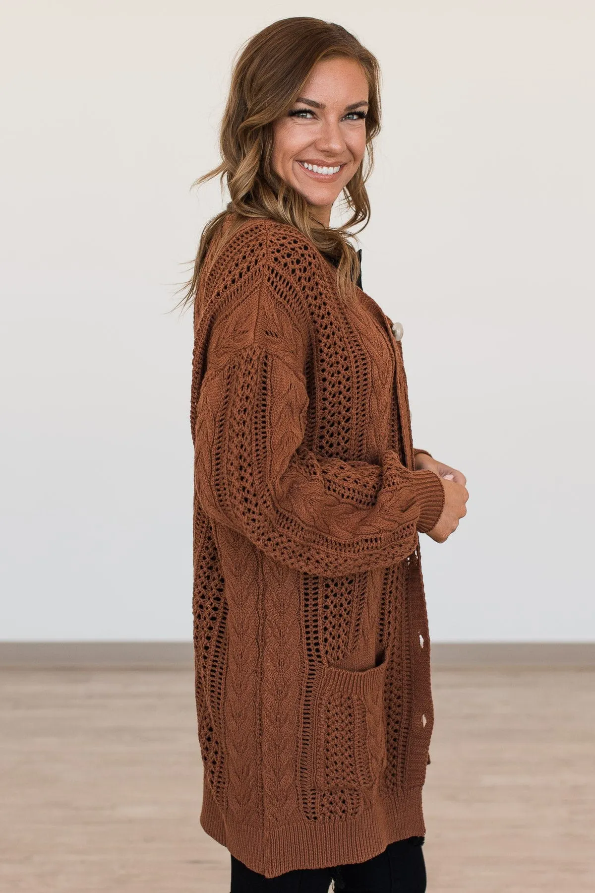 A Fresh Take Button Cardigan- Auburn