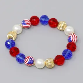 American Flag Bead Stretch Bracelet