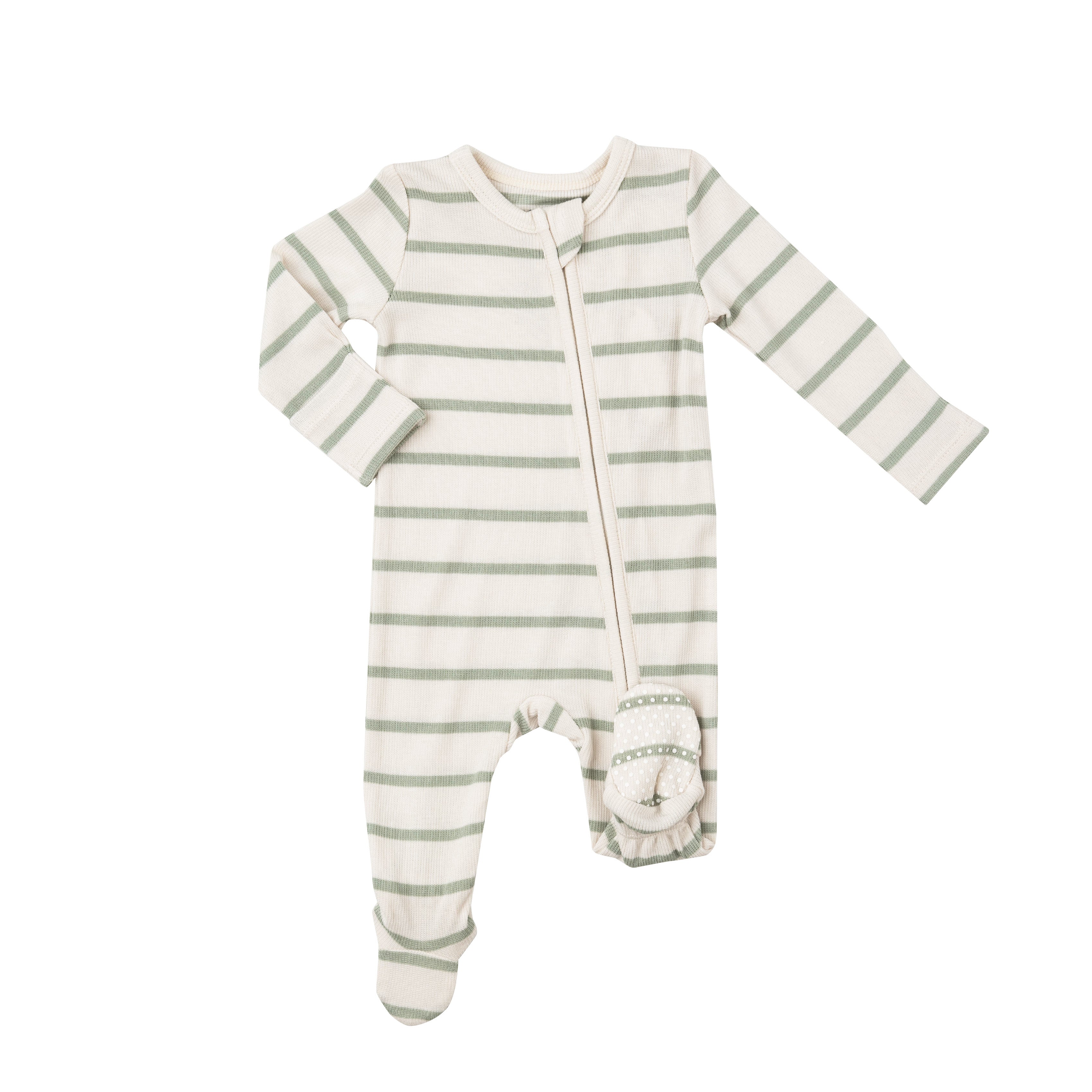 Angel Dear 2 Way Zipper Footie - Desert Sage + Sugar Swizzle