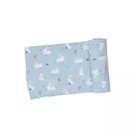 Angel Dear - Blue Bunny Carrots Swaddle Blanket