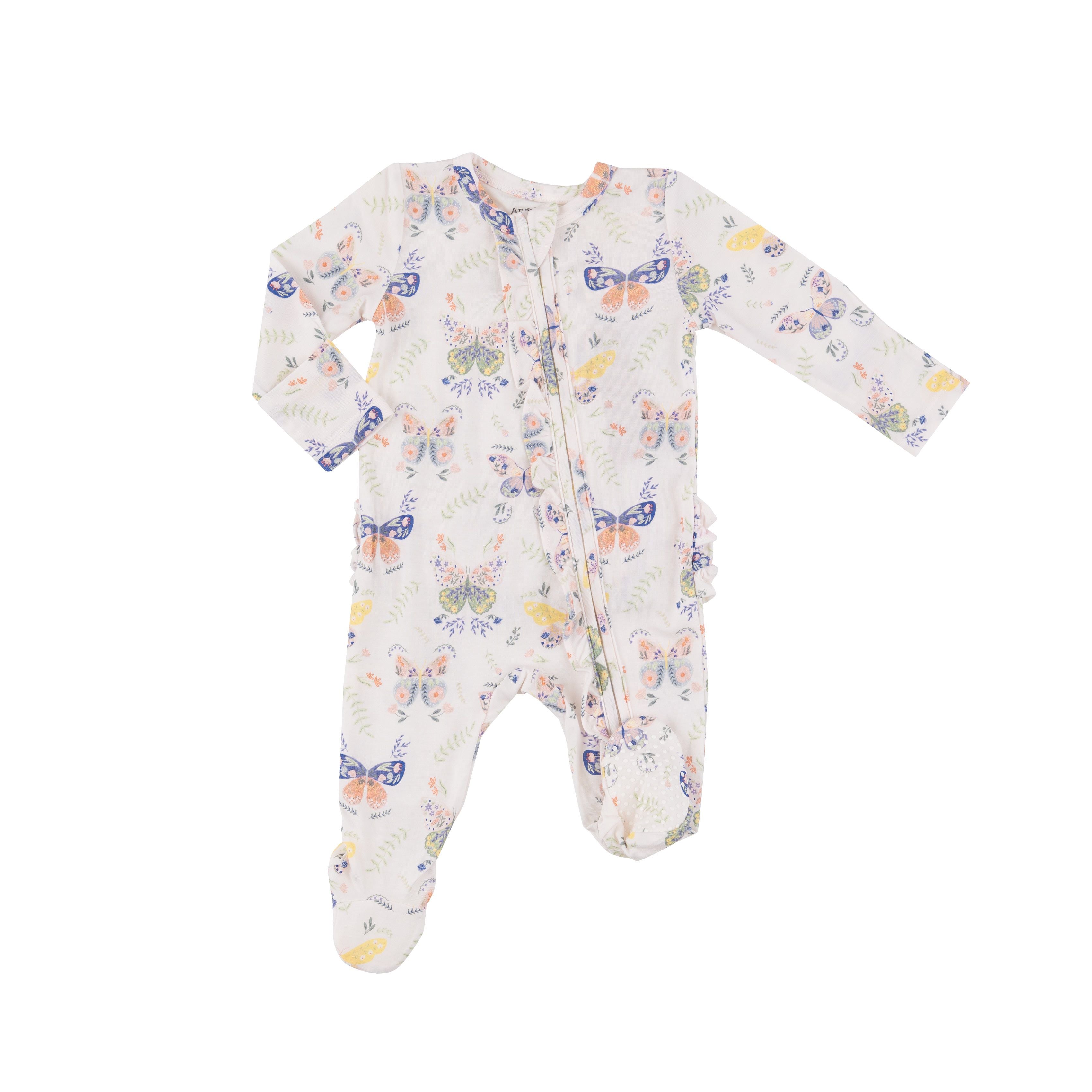 Angel Dear - Botany Butterflies Ruffle Zipper Footie