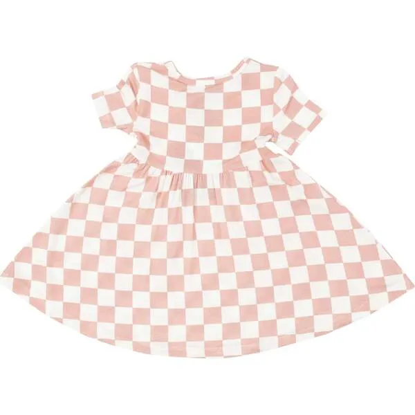 Angel Dear CHECKERBOARD PINK TWIRLY S/S DRESS, Pink