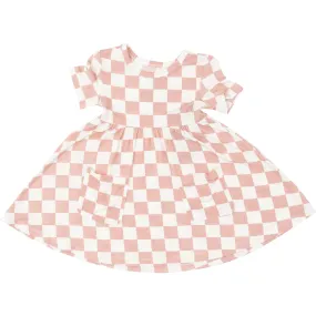 Angel Dear CHECKERBOARD PINK TWIRLY S/S DRESS, Pink