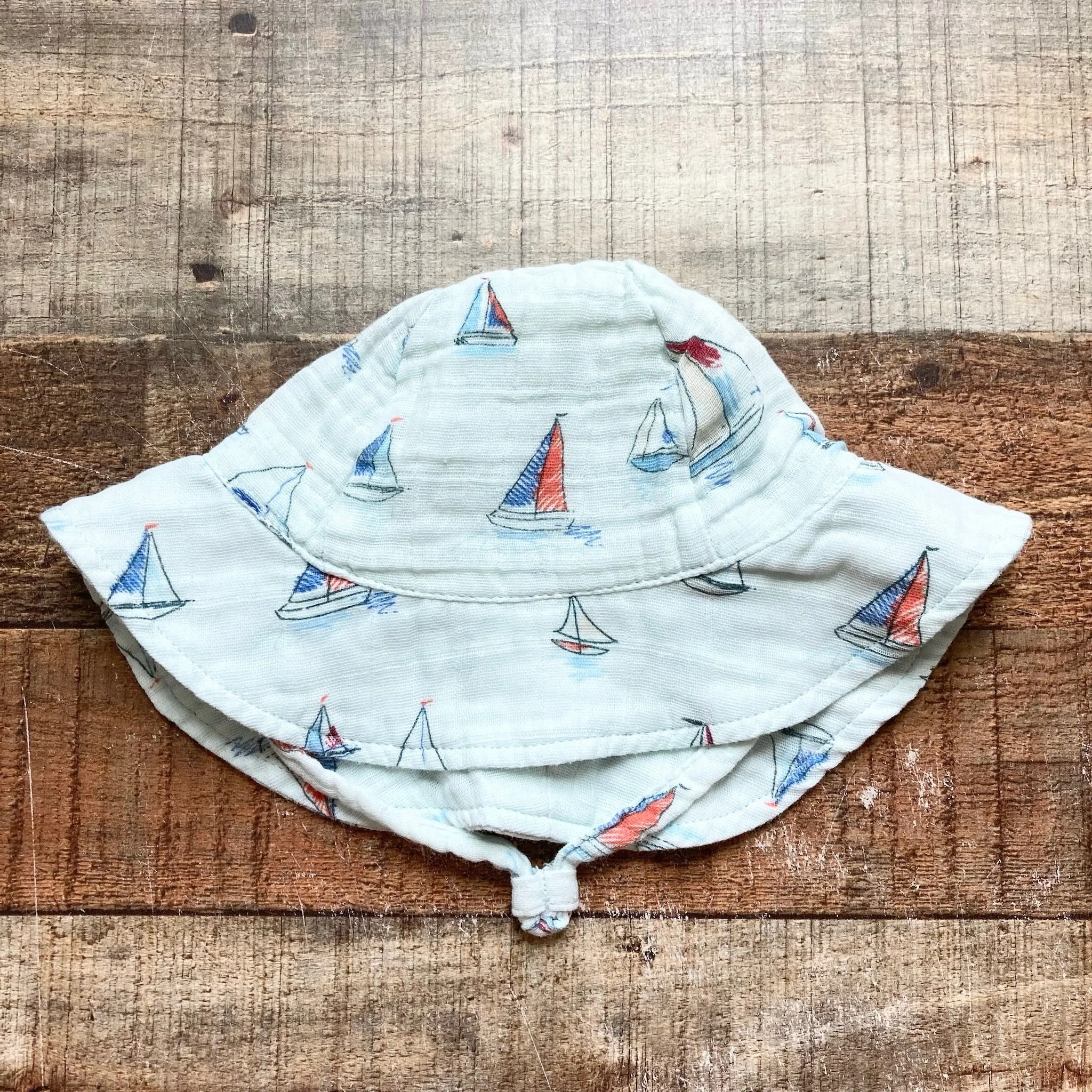 Angel Dear Sailboats Muslin Bubble with Matching Sun Hat- Size 6-12M (sold as a set)