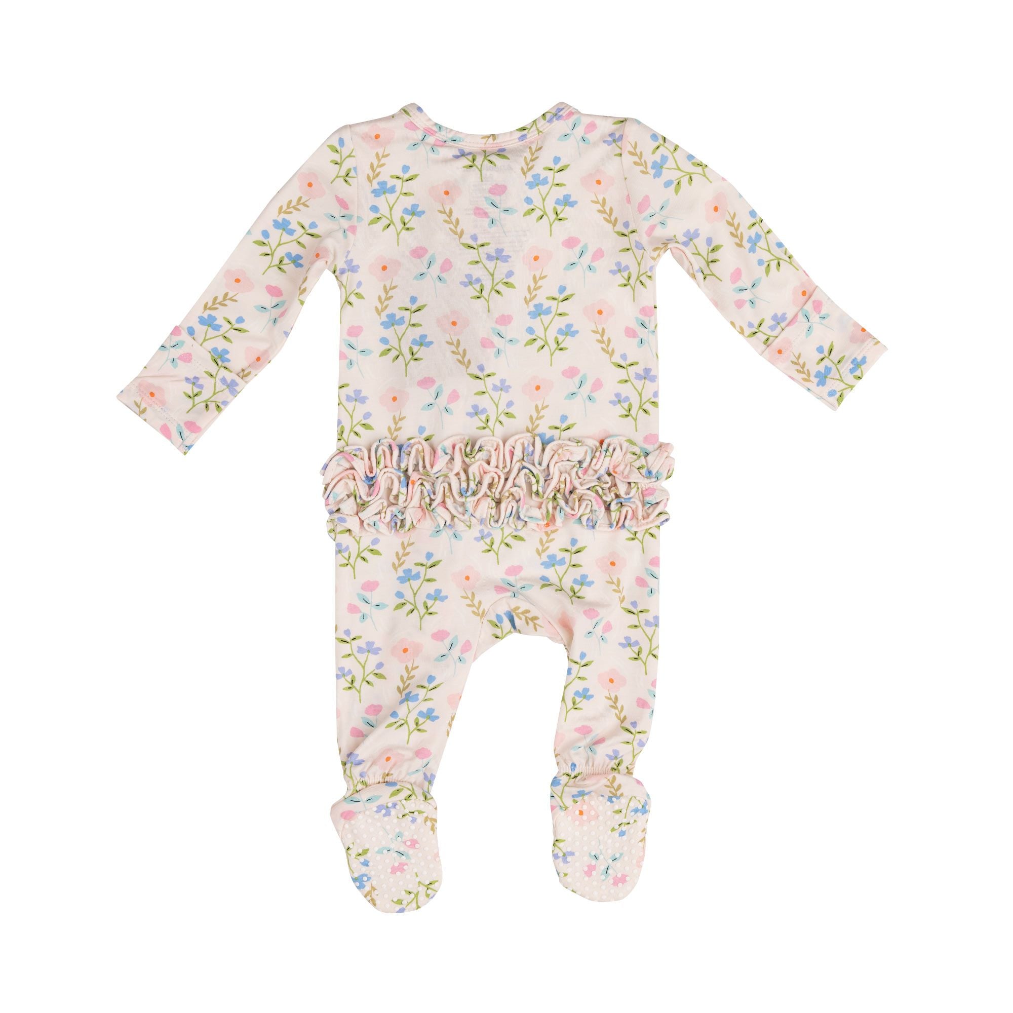 Angel Dear - Simple Pretty Floral Ruffle Zipper Footie