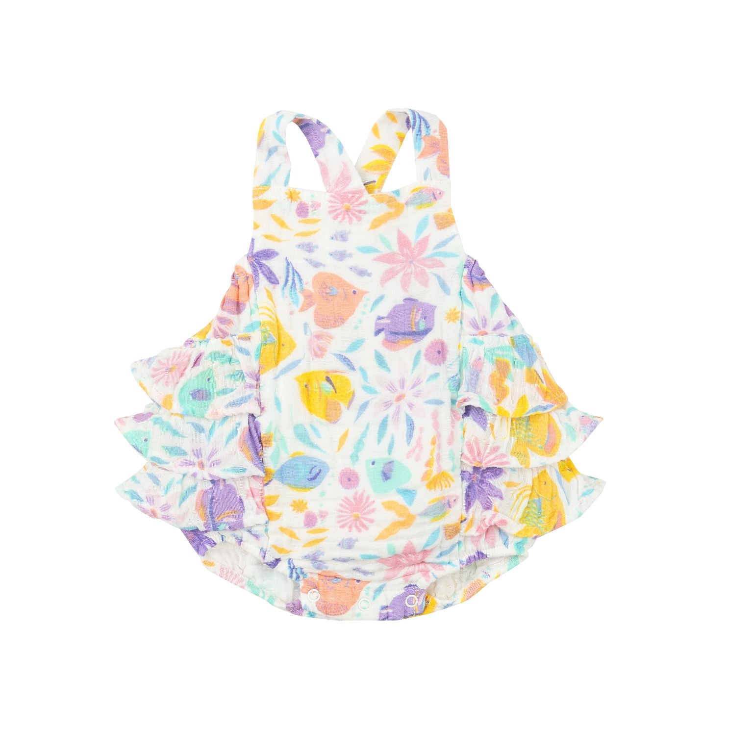 Angel Dear - Tropical Fish Floral Ruffle Sunsuit