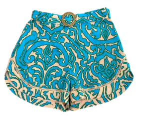 Anna Cate Lizzie Shorts, Teal Block