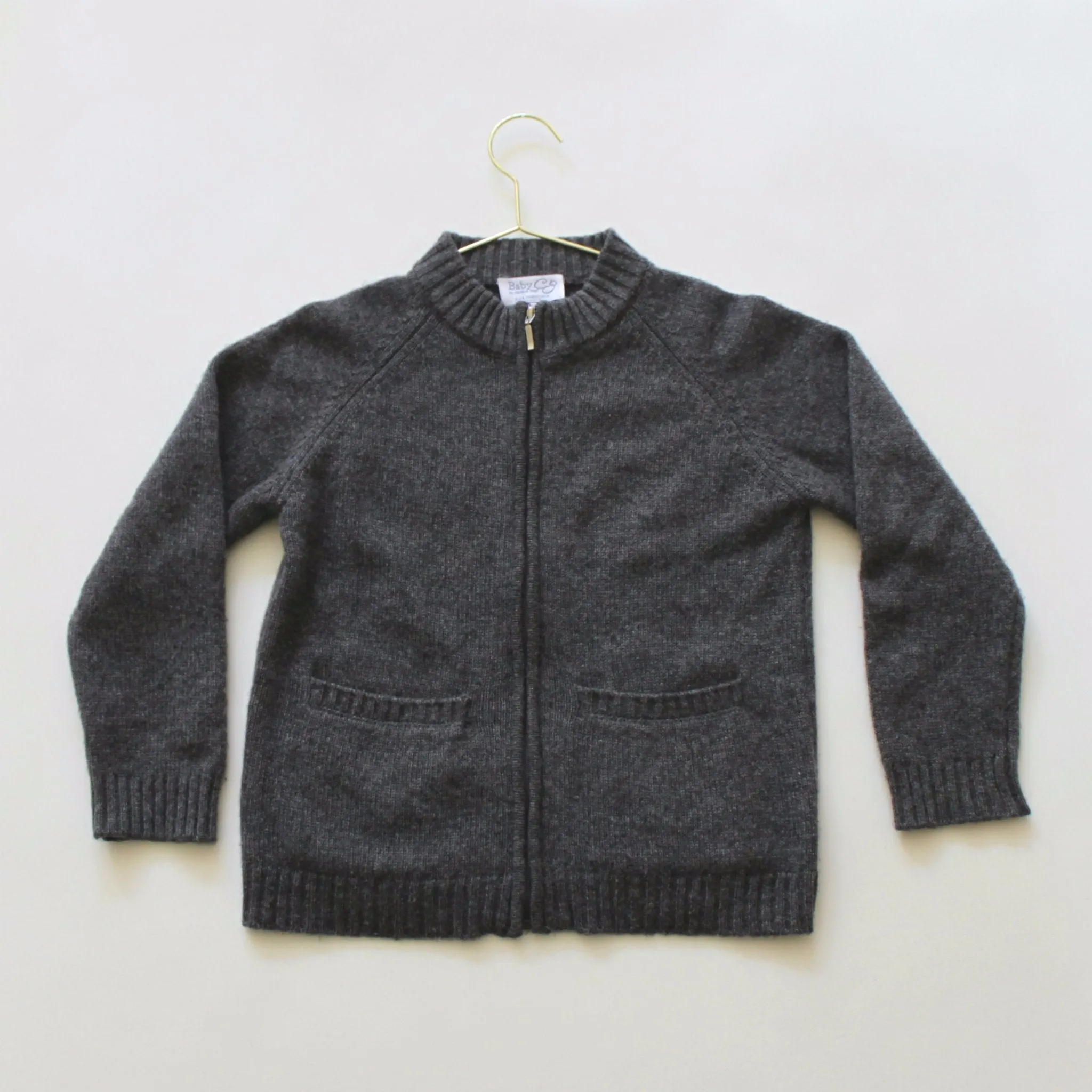 Baby CZ Grey Zipped Cashmere Cardigan: 5 Years