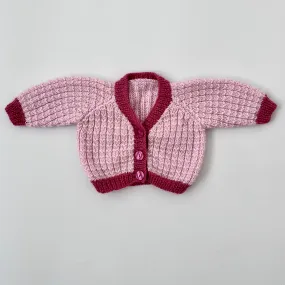 Baby Girl Pink Hand Knitted Cardigan: Newborn