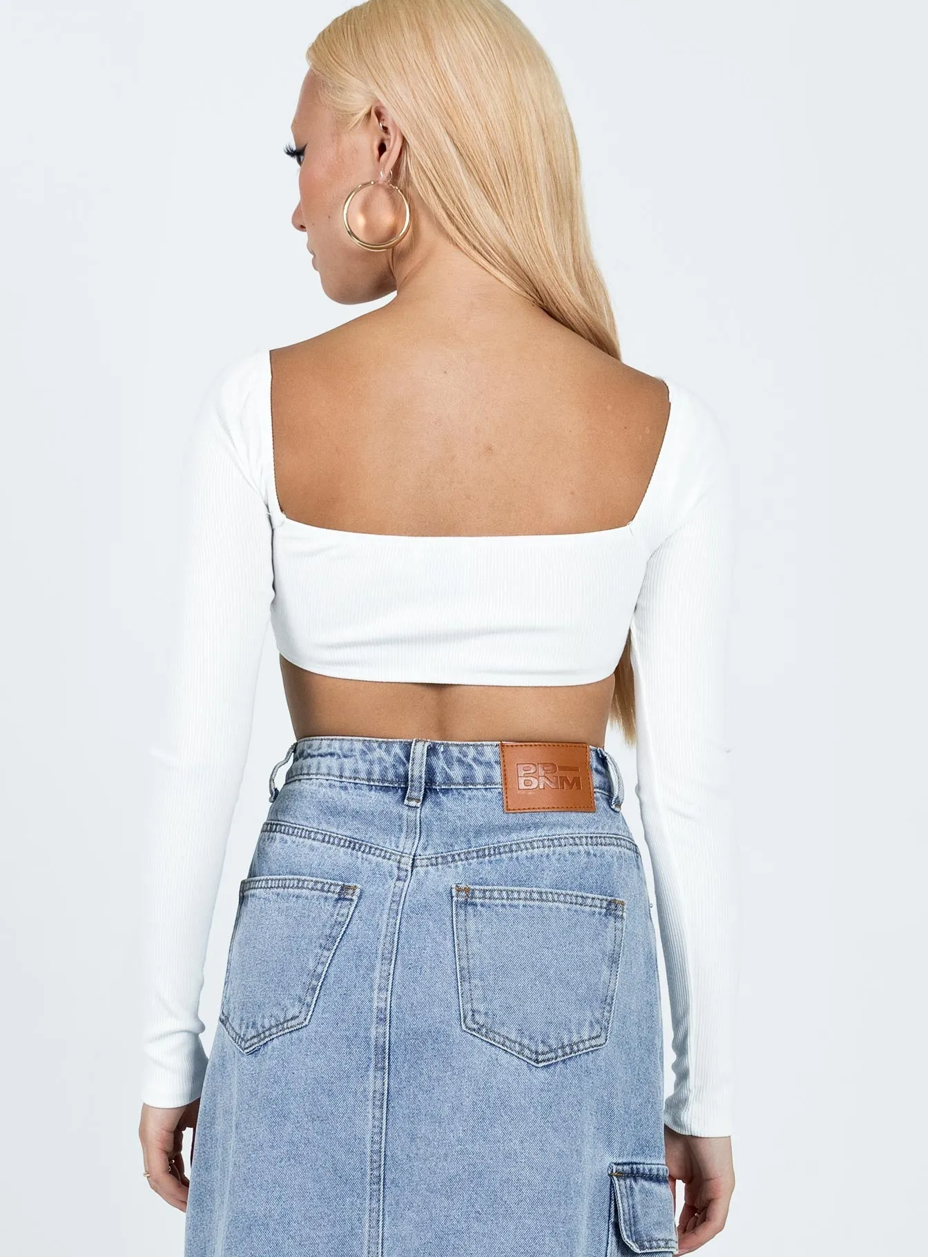 Becca Long Sleeve Crop Top White