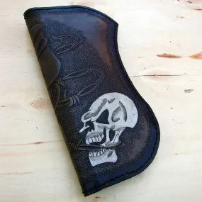 Bifold biker wallet with skulls