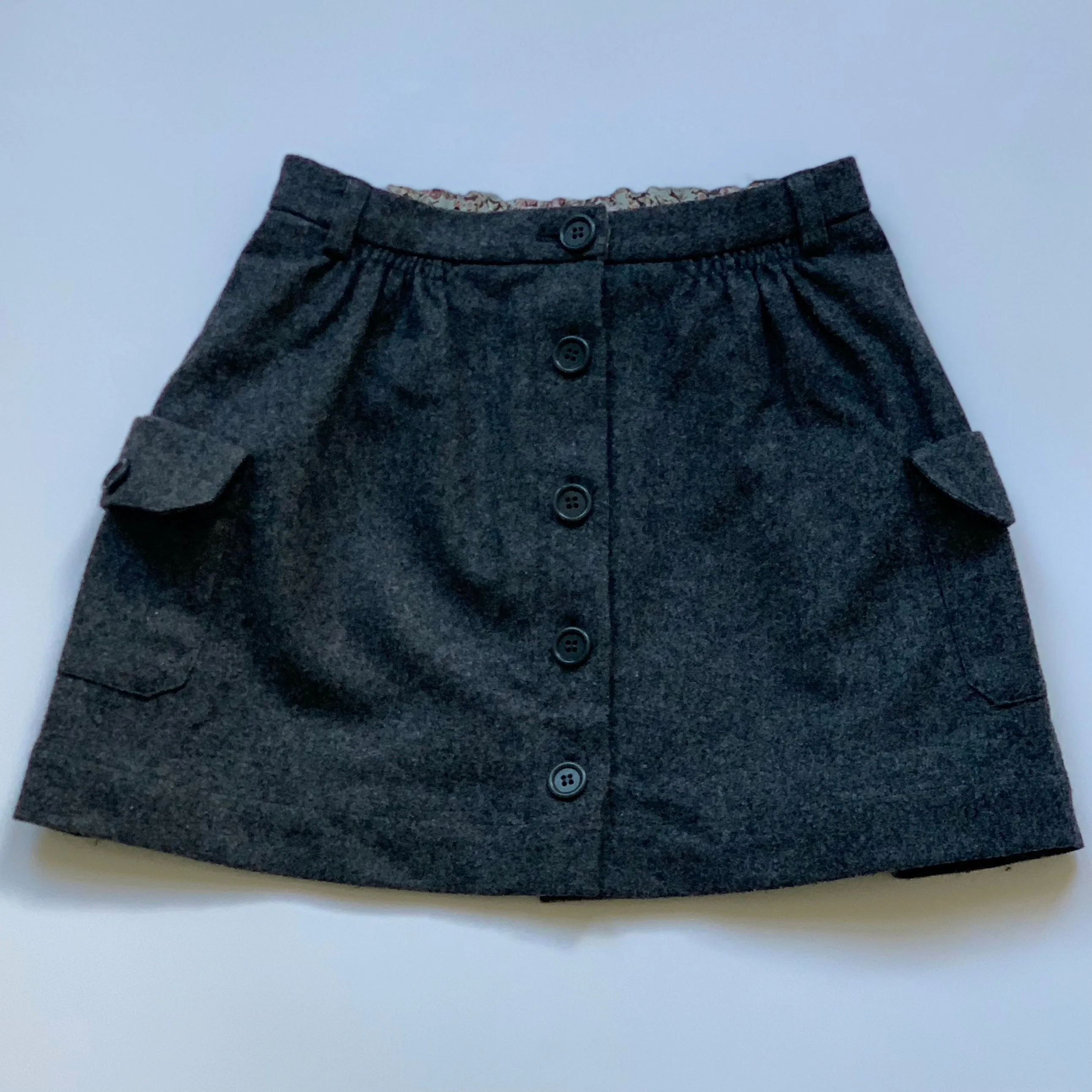 Bonpoint Grey Wool Skirt With Liberty Print Trim: 8 Years