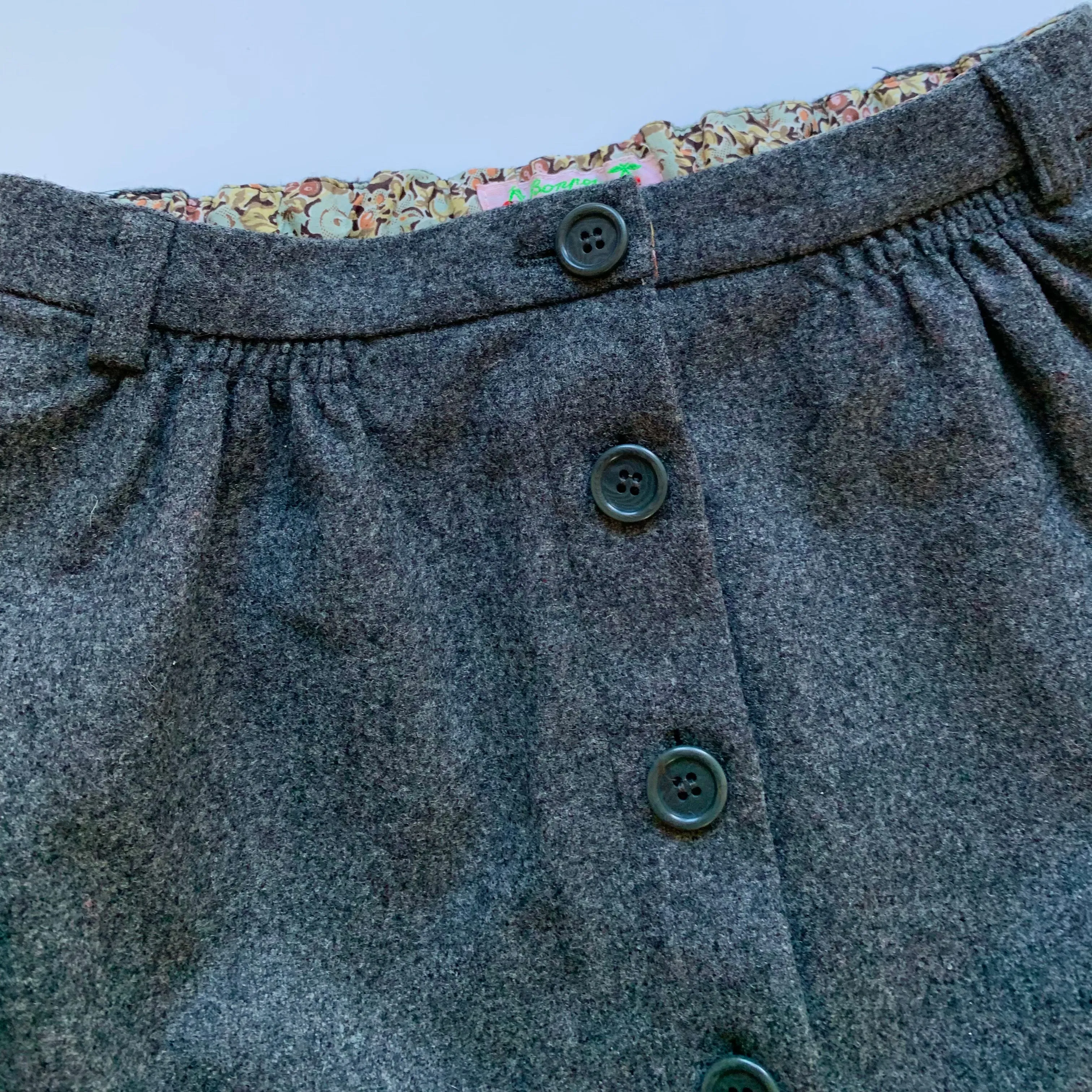 Bonpoint Grey Wool Skirt With Liberty Print Trim: 8 Years