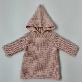 Bonpoint Pale Pink Hooded Burnou Cardigan: 3 Months