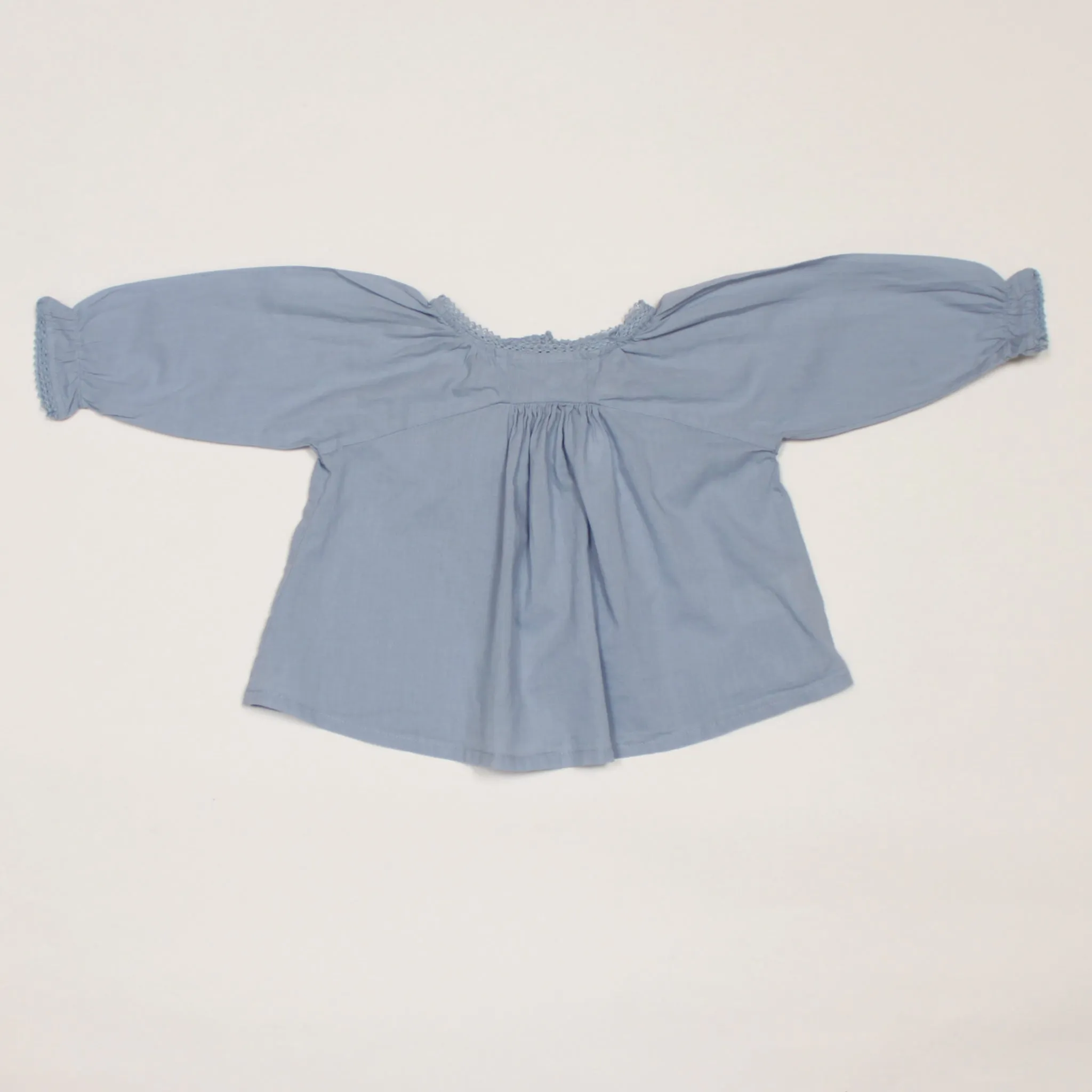 Bonton Duck Egg Blue Lace Trimmed Blouse