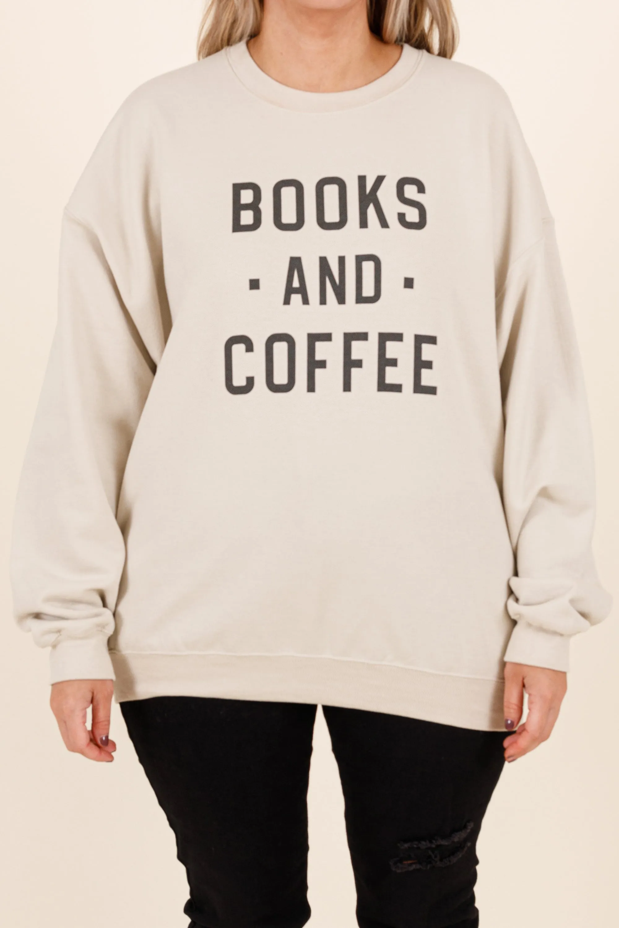 Books And Coffee Sweatshirt, Sand