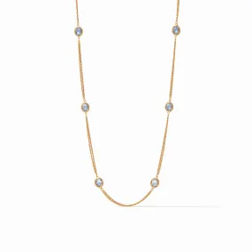 Calypso Station Necklace Gold Chalcedony Blue - 40 Inches by Julie Vos