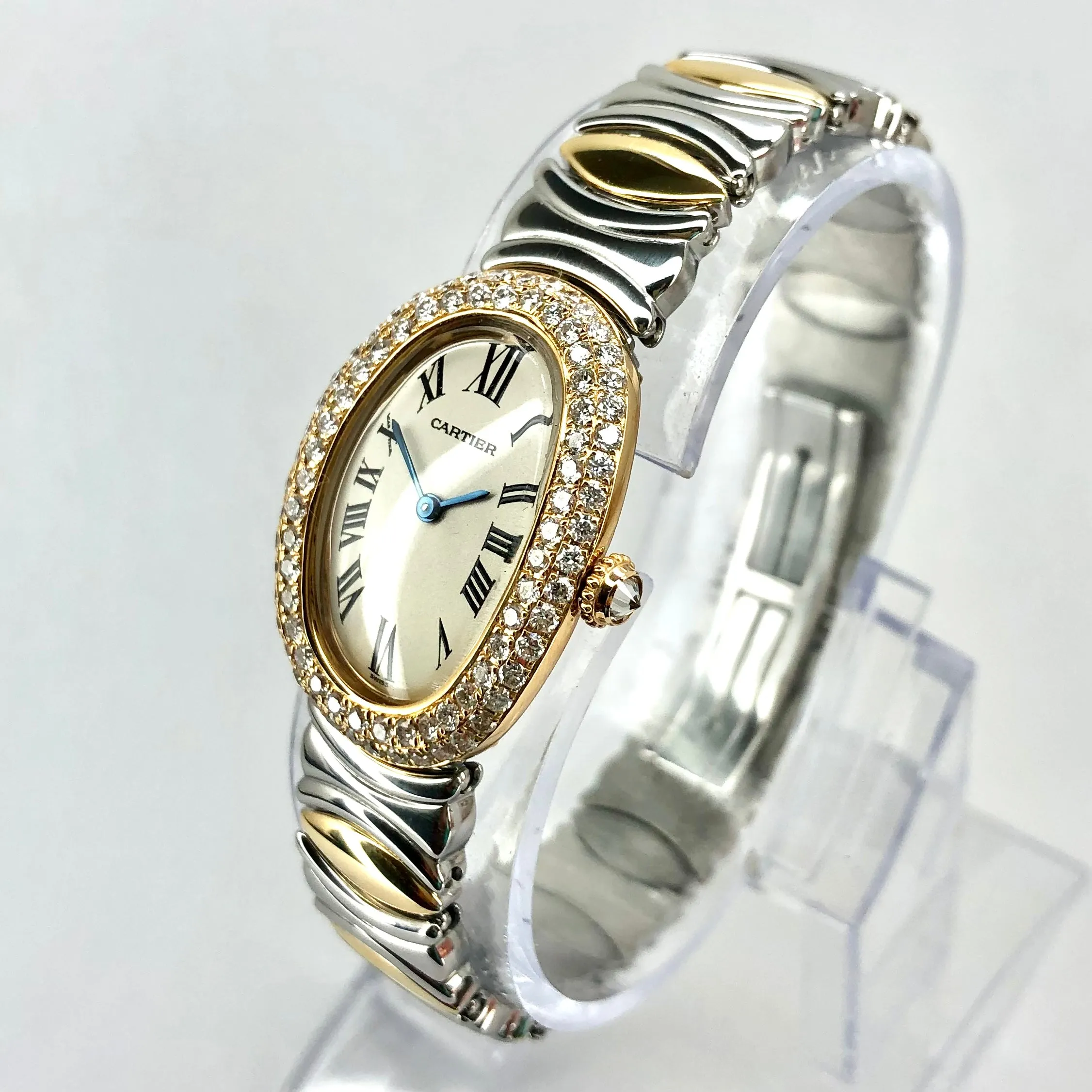 CARTIER BAIGNOIRE Quartz 23mm 2 Tone 1.7TCW Diamond Watch