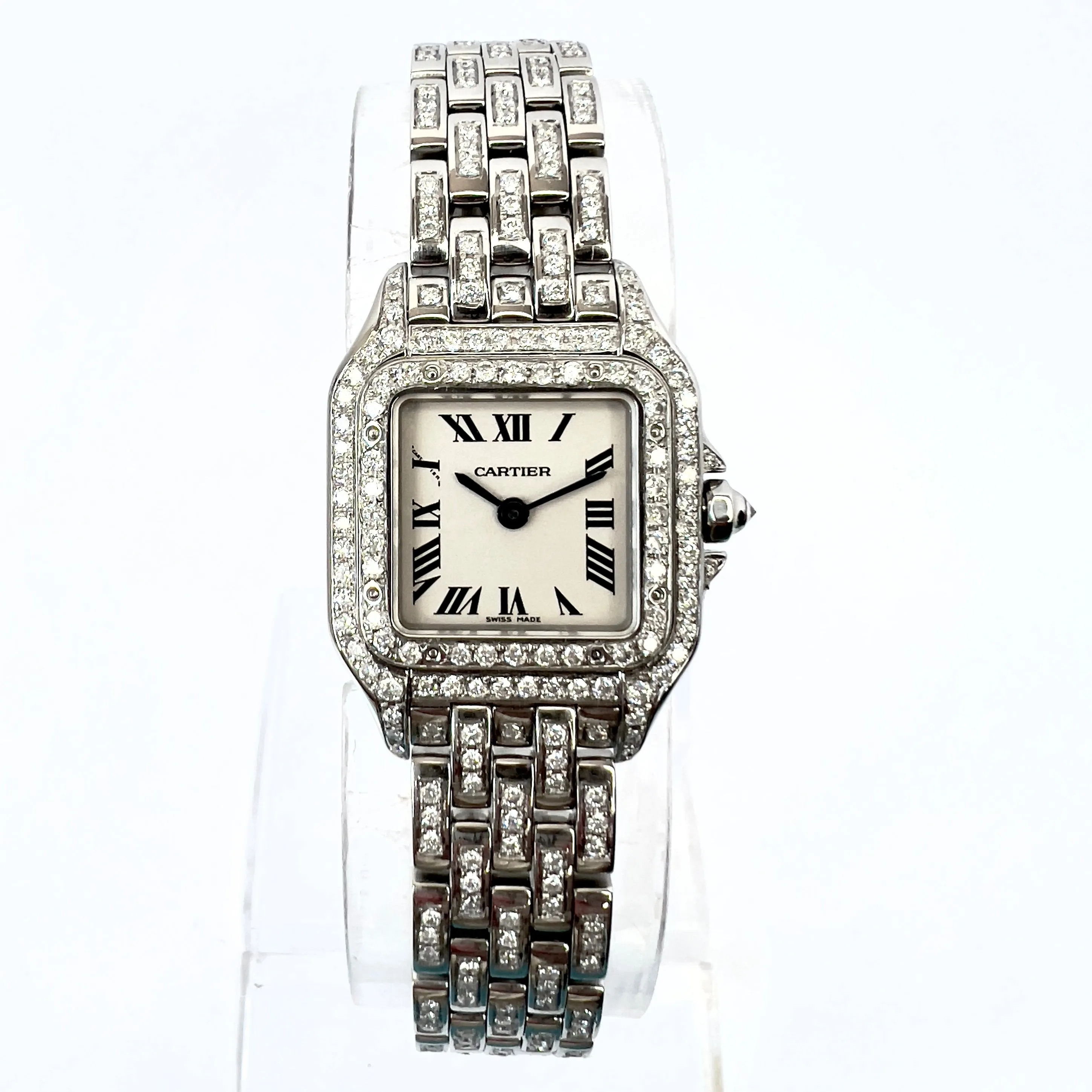 CARTIER PANTHERE 23mm Quartz Steel 3.28TCW DIAMOND Watch