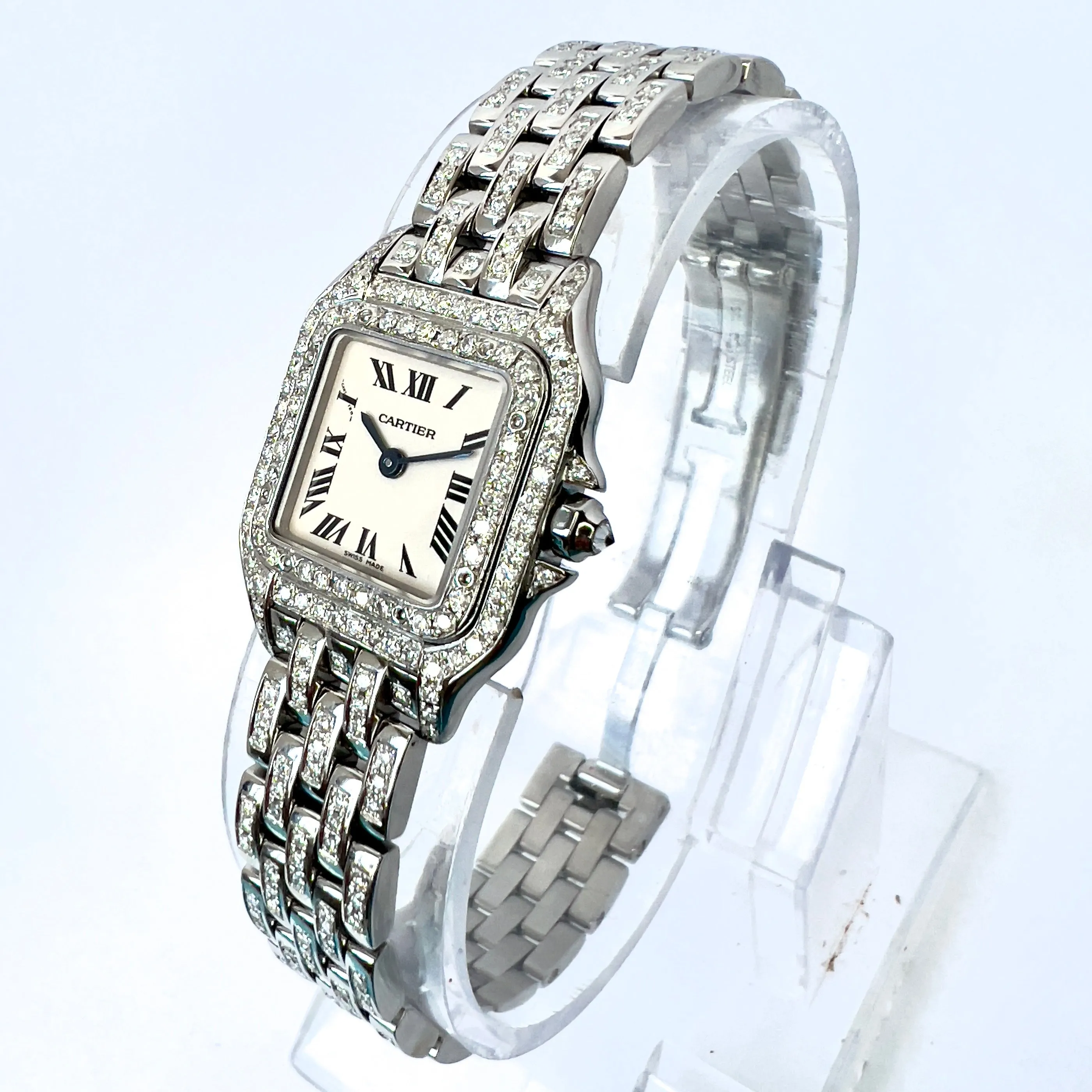 CARTIER PANTHERE 23mm Quartz Steel 3.28TCW DIAMOND Watch