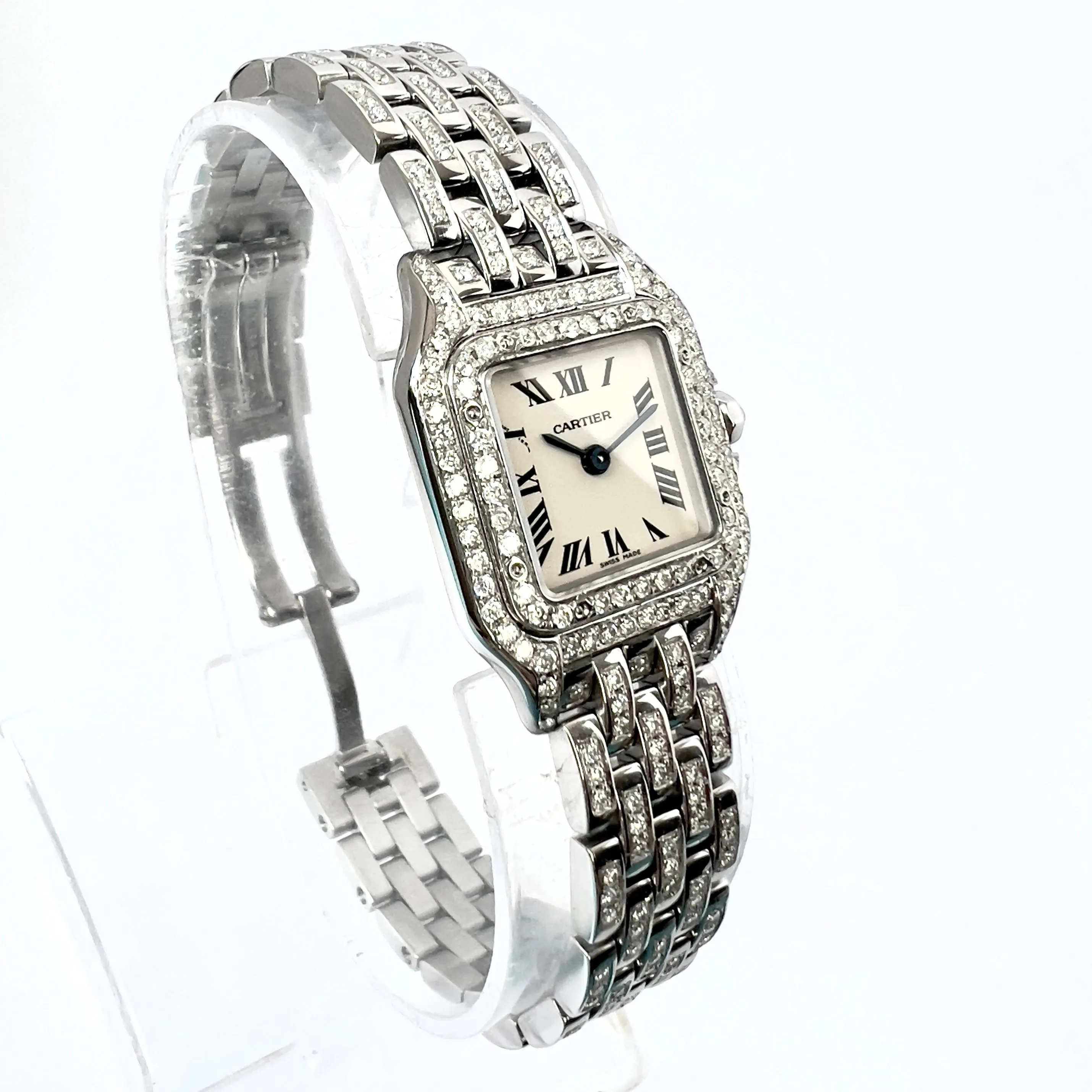 CARTIER PANTHERE 23mm Quartz Steel 3.28TCW DIAMOND Watch