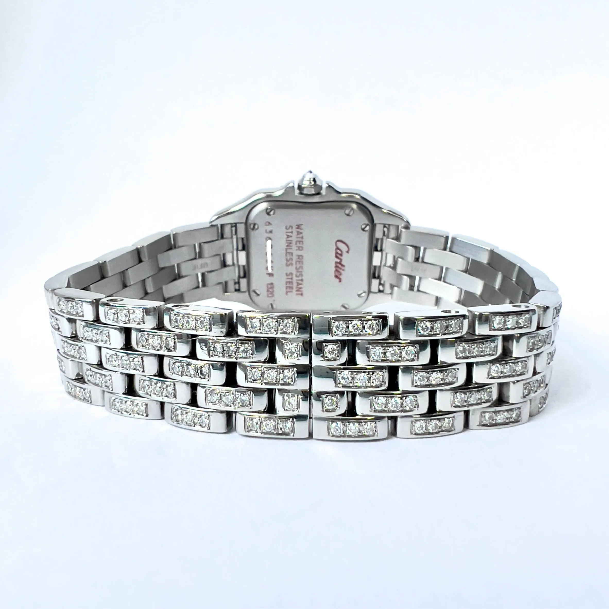 CARTIER PANTHERE 23mm Quartz Steel 3.28TCW DIAMOND Watch