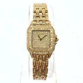 CARTIER PANTHERE Quartz 23mm 18K Yellow Gold ~3.2TCW Diamond Watch