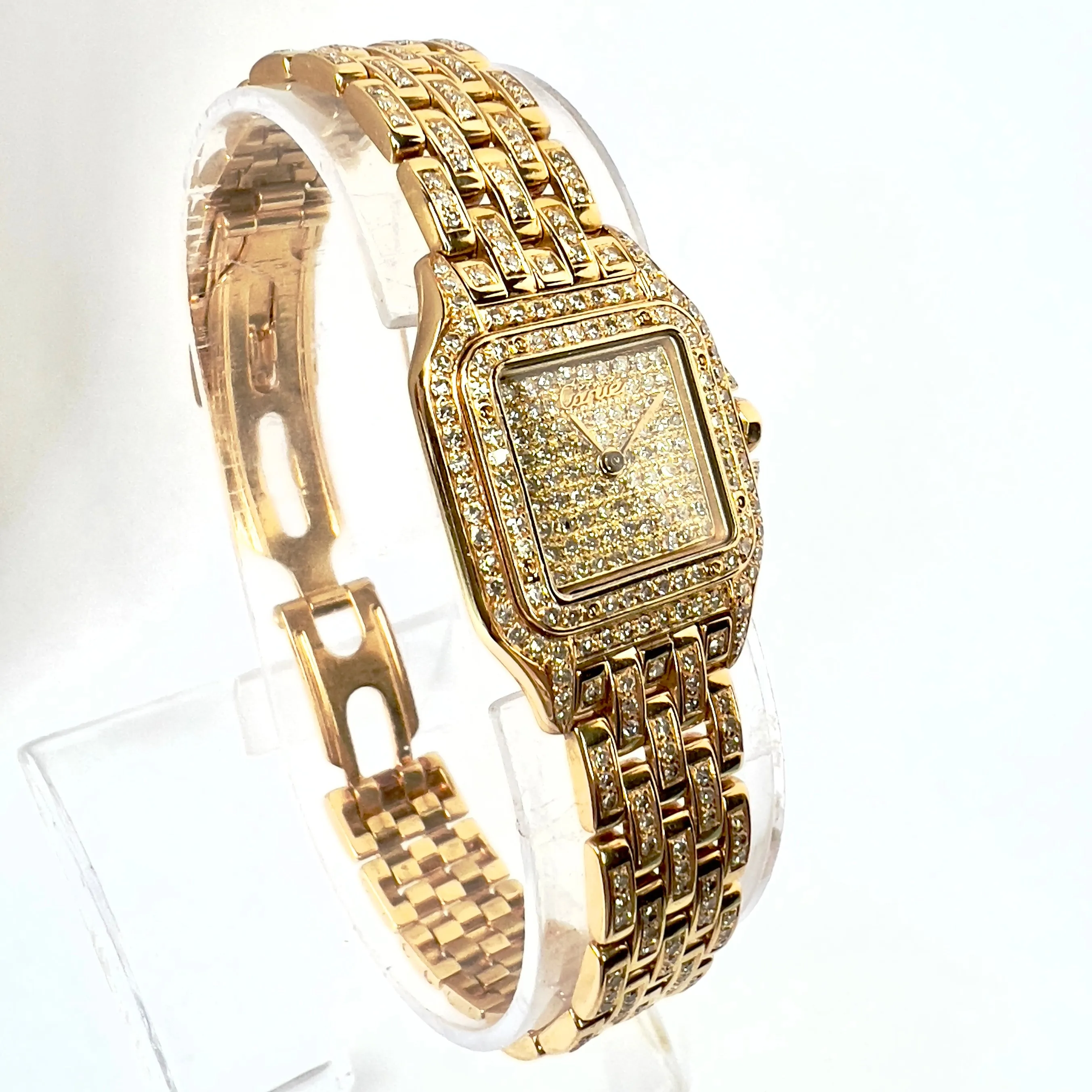 CARTIER PANTHERE Quartz 23mm 18K Yellow Gold ~3.2TCW Diamond Watch