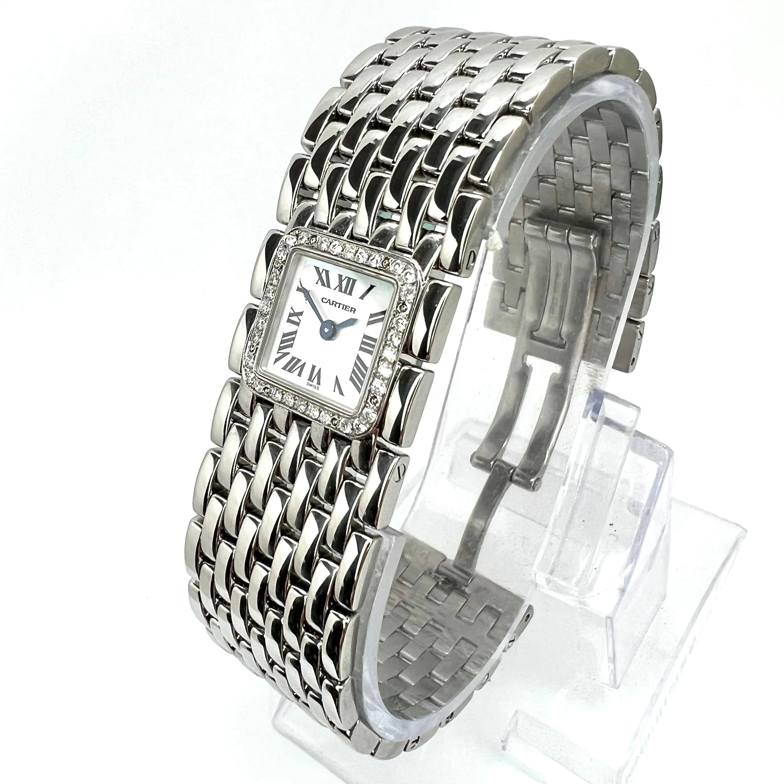 CARTIER Panthere RUBAN Quartz Steel 0.27TCW DIAMOND Watch