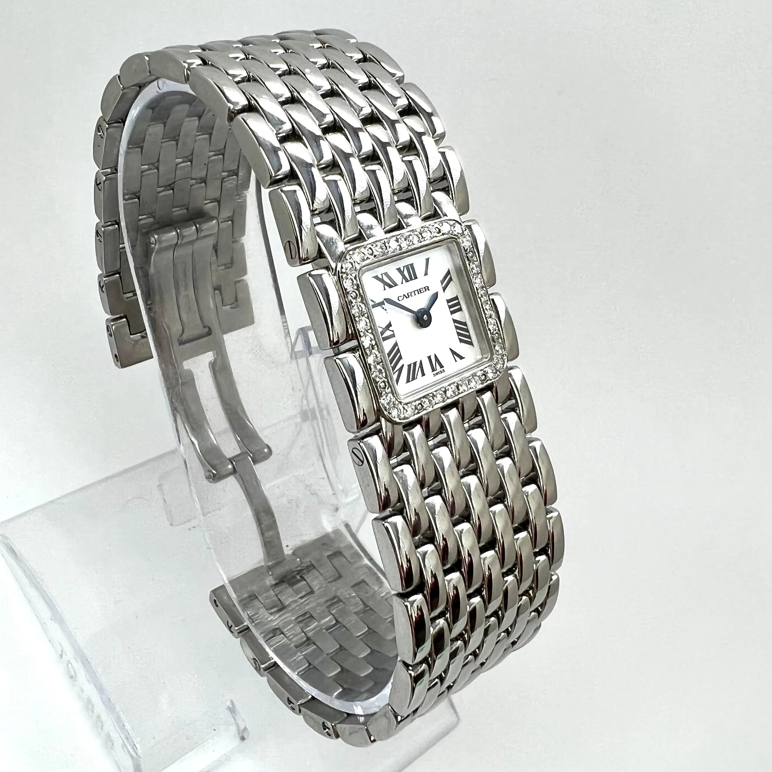 CARTIER Panthere RUBAN Quartz Steel 0.27TCW DIAMOND Watch