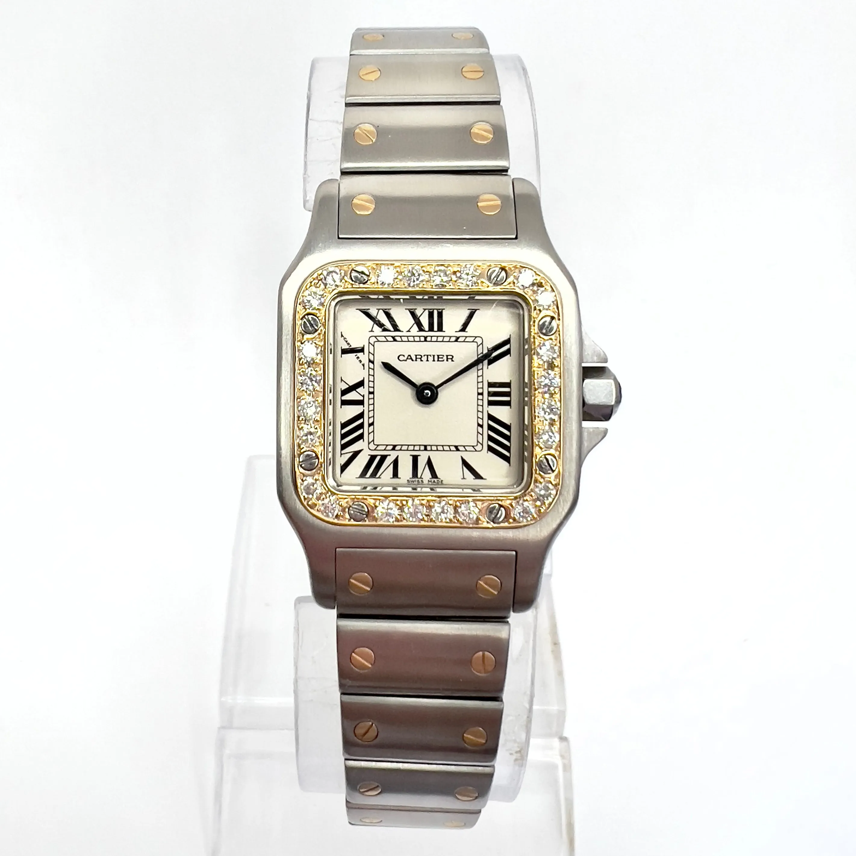 CARTIER SANTOS GALBEE 24mm Quartz 2 Tone 0.69TCW Diamond Watch