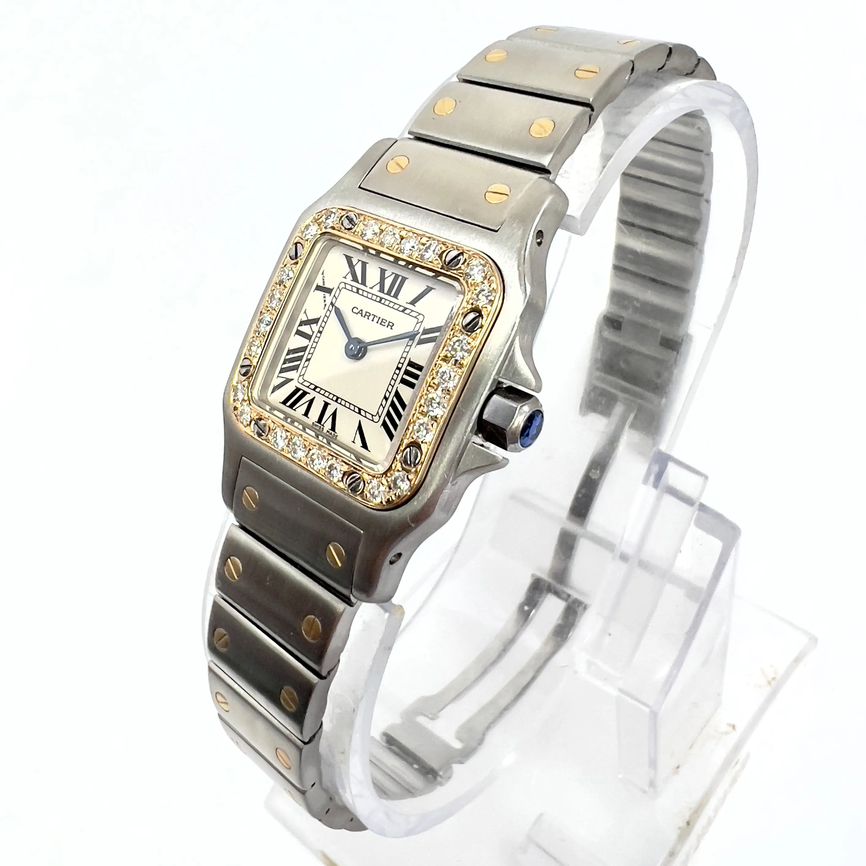 CARTIER SANTOS GALBEE 24mm Quartz 2 Tone 0.69TCW Diamond Watch