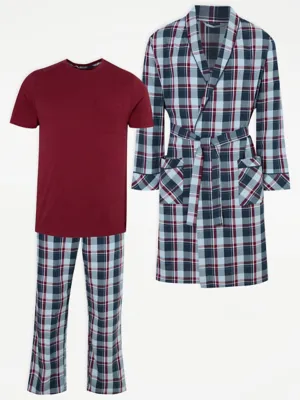 Checked Lounge T-Shirt Bottoms and Dressing Gown | Men | George at ASDA