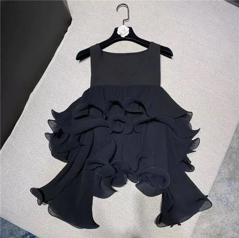 Chiffon Frill Layered Sleeveless Blouse