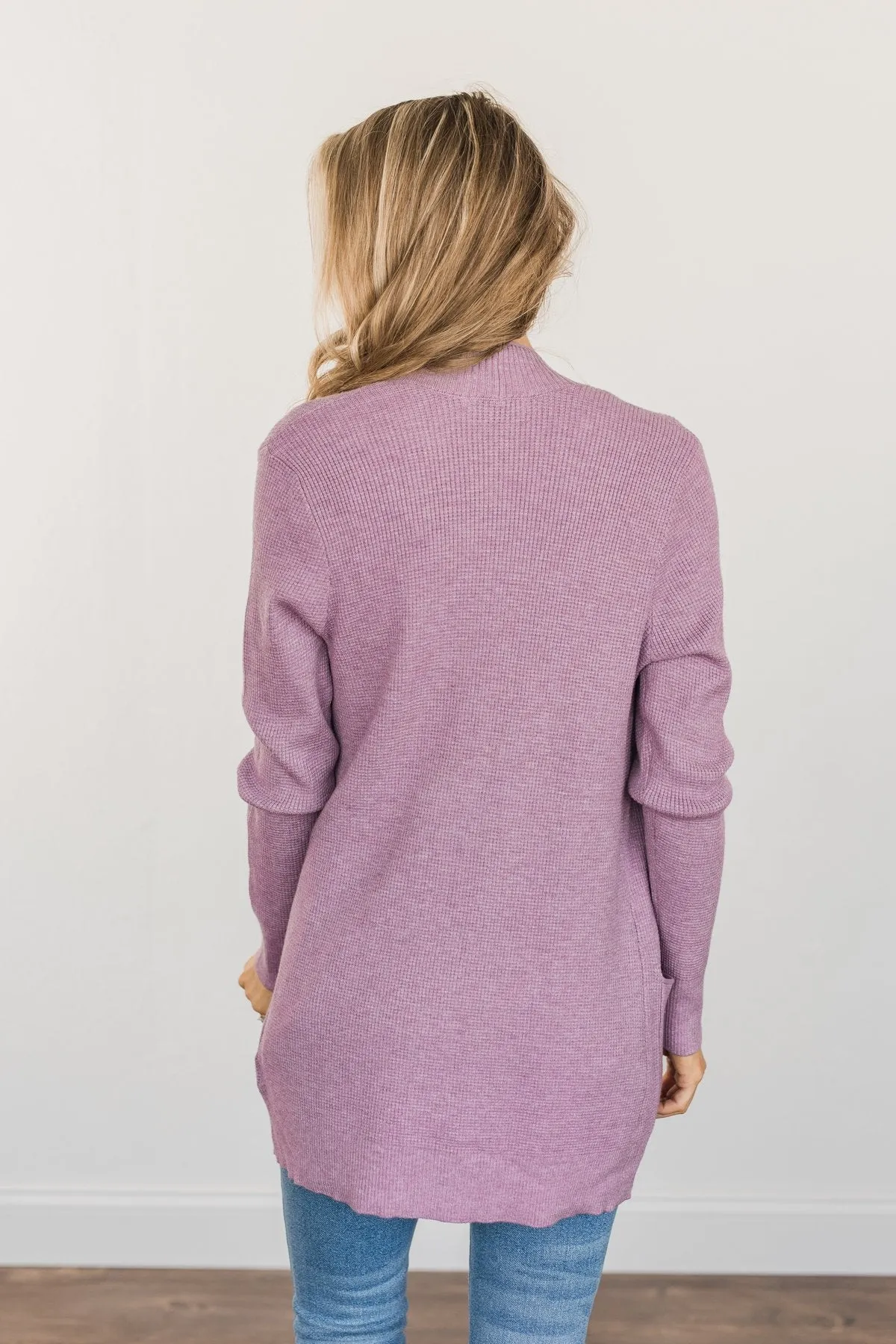 Cloud Nine Waffle Knit Cardigan- Lavender