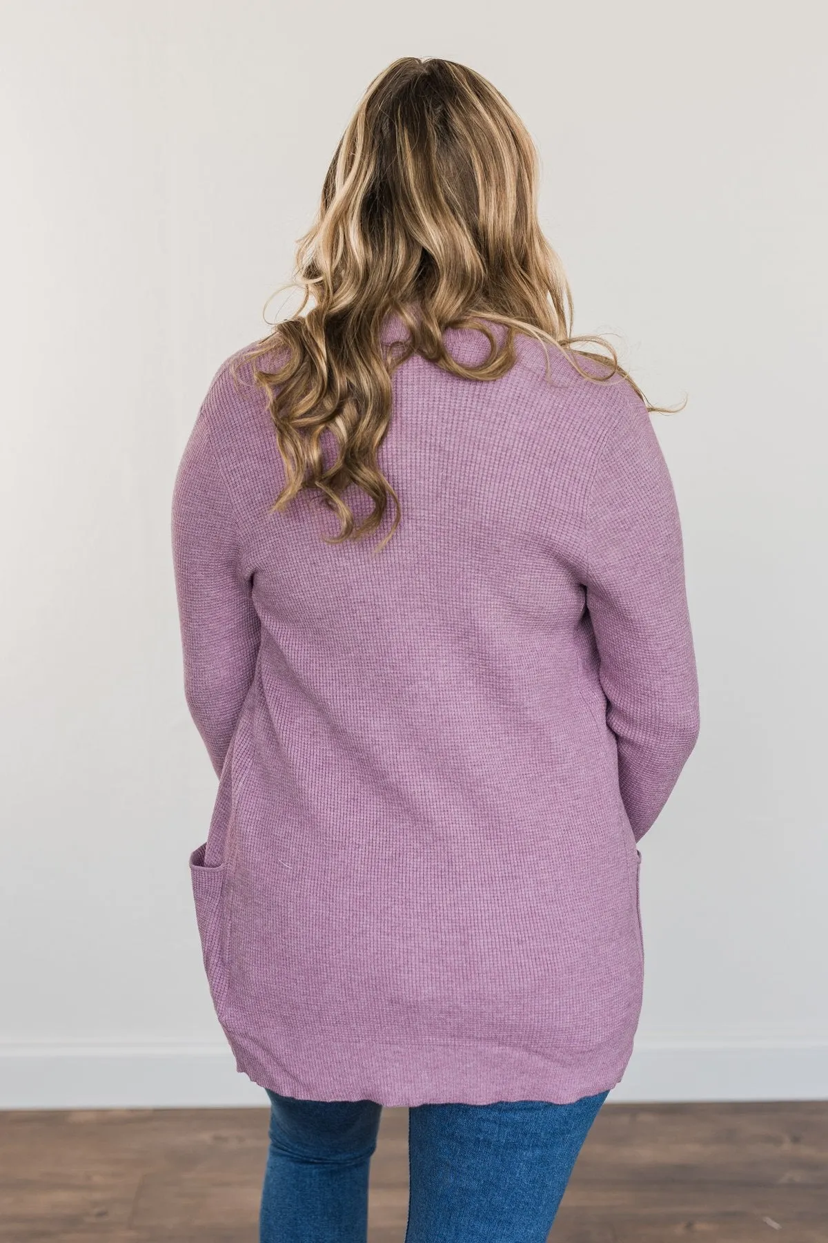 Cloud Nine Waffle Knit Cardigan- Lavender