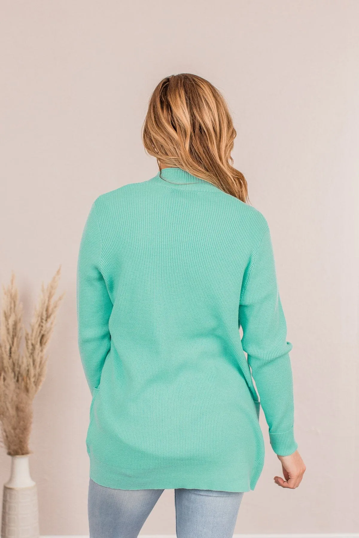 Cloud Nine Waffle Knit Cardigan- Mint