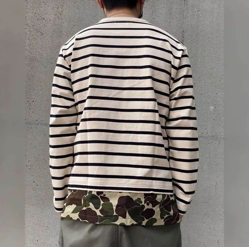 COMME des GARCONS  |Crew Neck Stripes Camouflage Unisex Street Style