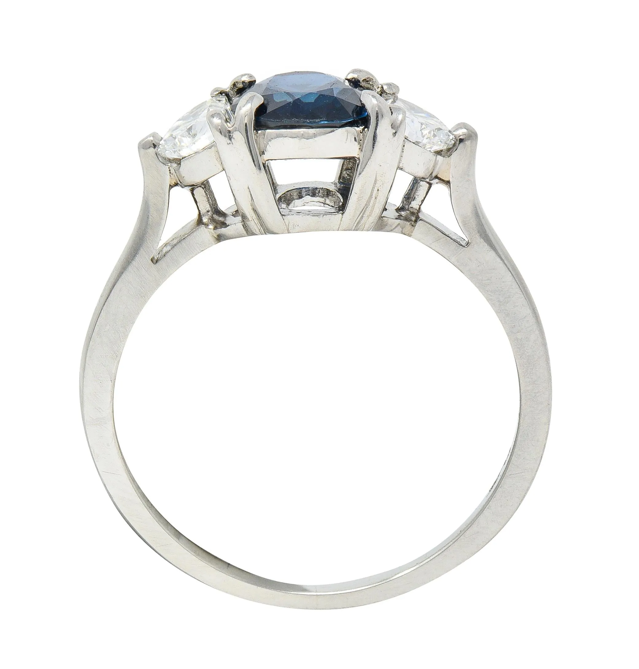 Contemporary 2.07 Sapphire Diamond Platinum Three Stone Ring