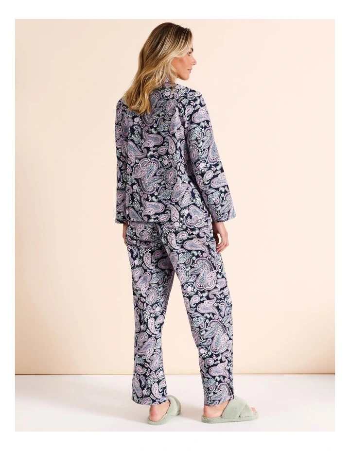 Cotton Long Sleeve PJ in Navy Paisley