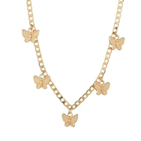 Cuban Link Chains Butterfly Pendant Choker