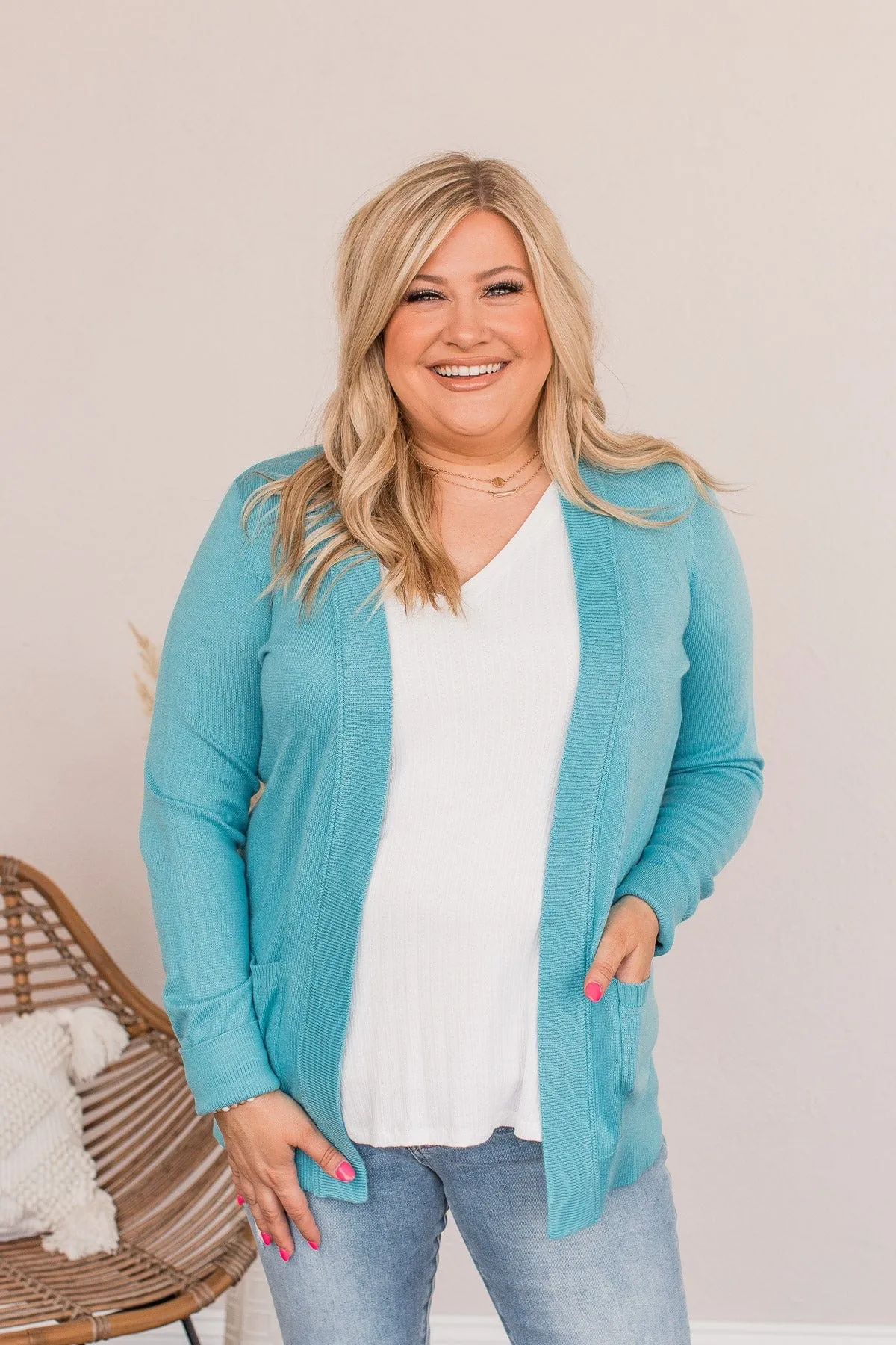 Dance Under The Stars Lightweight Cardigan- Deep Aqua