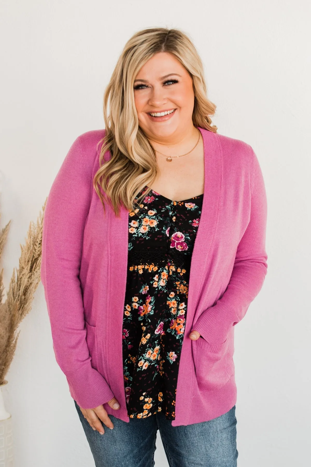 Dance Under The Stars Lightweight Cardigan- Magenta