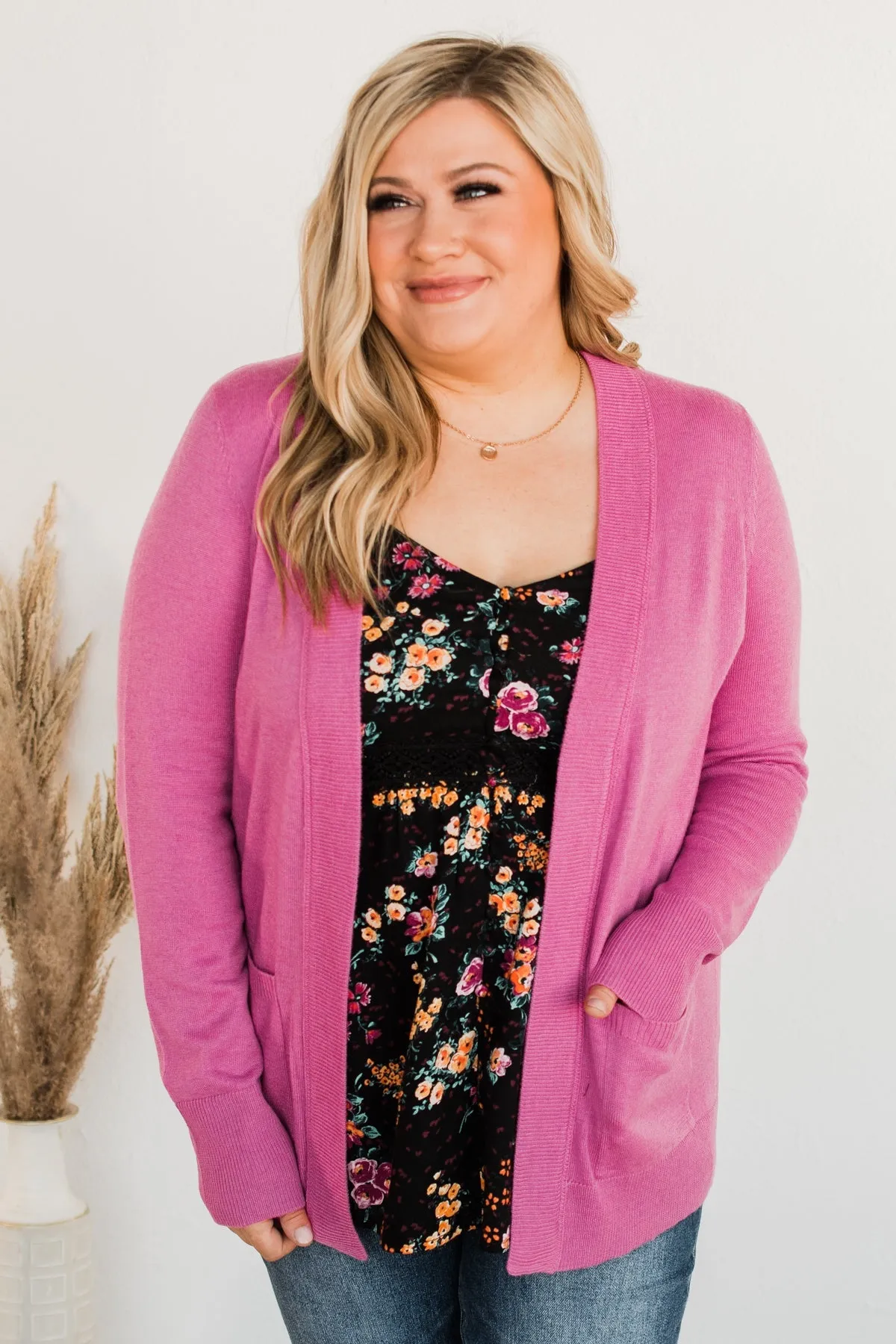 Dance Under The Stars Lightweight Cardigan- Magenta