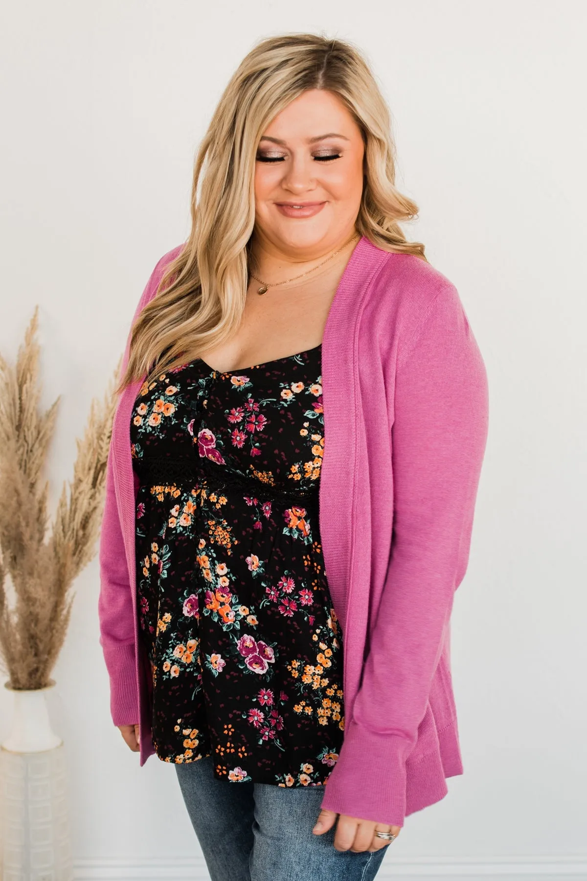 Dance Under The Stars Lightweight Cardigan- Magenta